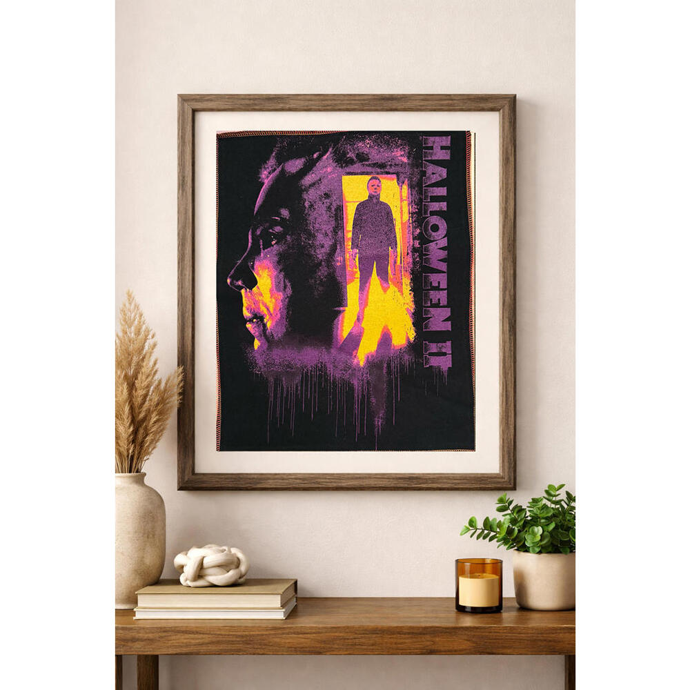 two face threads halloween 2 biggie patch‎ custom wall art decor upcycled 13x16